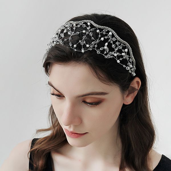 

fg-0020 handmade crystal beads from europe and america, bridal crown hair band, wedding toast, plate hair accessories, wedding headwear, mes, Silver