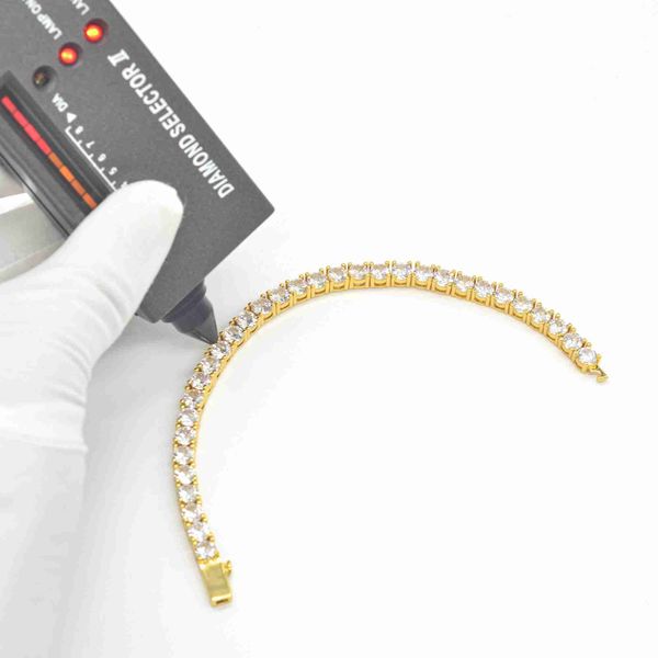 

solid factory custom vvs moissanite diamond tennis chain 3mm 4mm 5mm 10k solid gold bracelet for men women jewelry, Silver