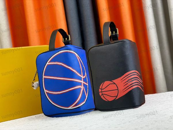 

full leather embossed toilet bag clutch box bags designer large basketball logo and classic stickers luxury cosmetics bags totes