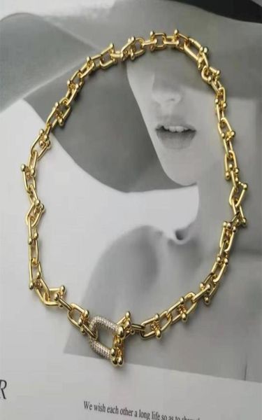 

fashion ushaped horseshoe buckle thick necklace fashion versatile ins street hip hop sterling silver collar chain5019920