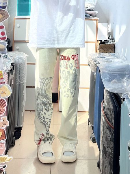 

women's pants s loose vintage clothe's jeans female trousers spring and autumn oversize high waist straight leg clothing 230512, Black;white