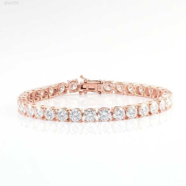 

10k 14k 18k rose solid gold diamond tennis bracelet custom moissanite women bracelet for wedding gifts, Silver