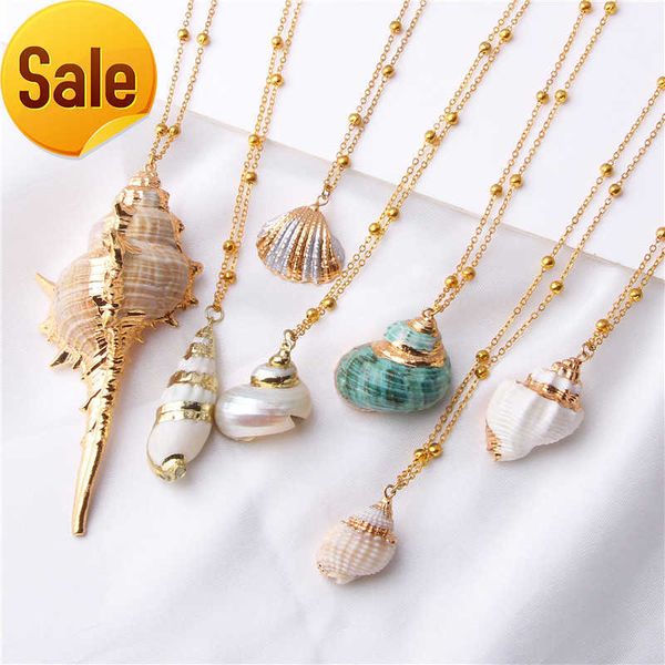 

artilady boho natural conch shells necklace sea beach cowrie shell pendant necklace collier femme fashion jewelry for women, Silver