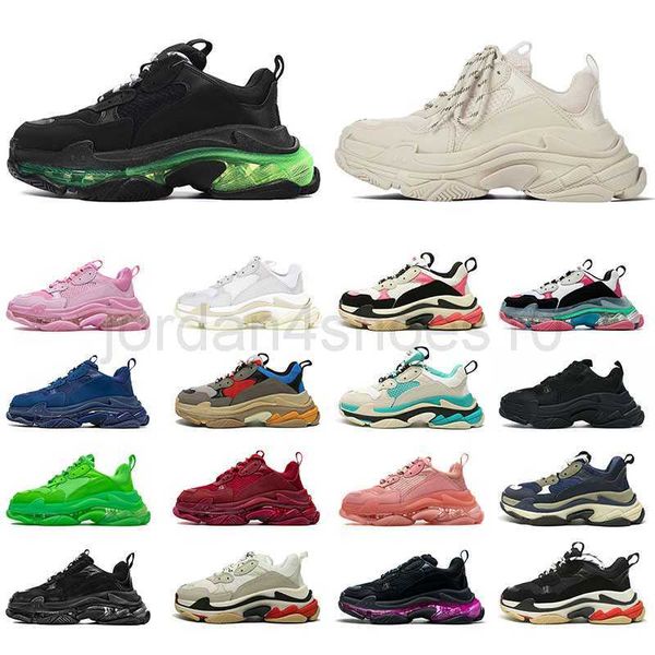 

triple s mens womens casual paris 17fw shoes platform sneakers all black white beige pink purple gym luxurys designers chunky sneaker clear