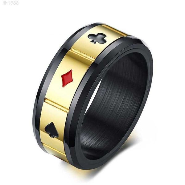 

fashion stainless steel men's poker card ring, Silver
