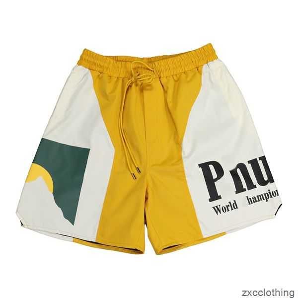 

men's shorts summer new sunset letter printing color block sports casual trend men's beach pants running inner layer yarn loose si, White;black