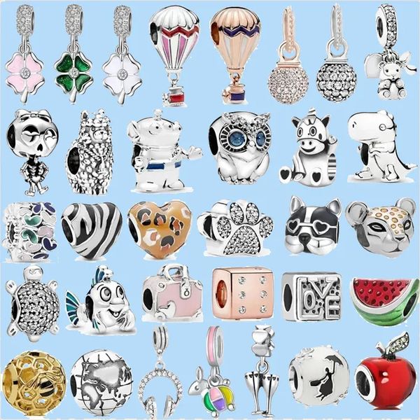 

925 sterling silver charms for pandora jewelry beads new cute animal sheep owl tortoise watermelon heart earth, Black