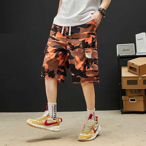 

men's shorts camouflage work summer new korean loose casual pants fashion trend five piece, White;black