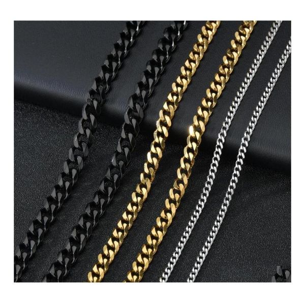 

chains m 5mm stainless steel cuban link gold chain necklace for women men hip hop titanium choker fashion jewelry gift drop delive5590900, Silver
