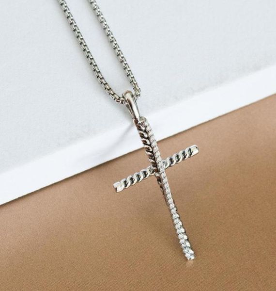 

necklace cross pendant necklaces zircon punk fashion design ladies men039s jewelry anniversary valentine039s day gift9315128, Silver