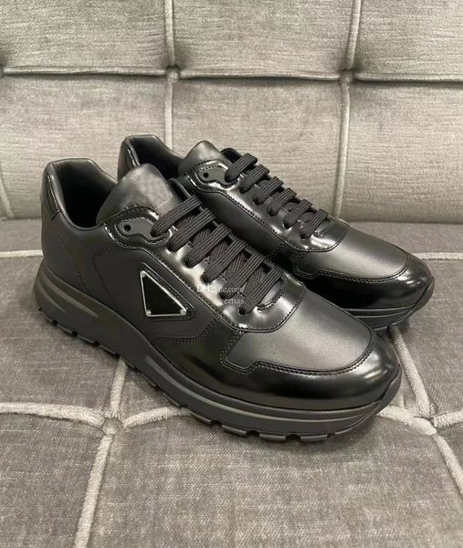 

prax 01 re-nylon runner sports shoes brushed leather sneakers men technical rubber sports lug sole casual outdoor footwear comfort walking e, Black