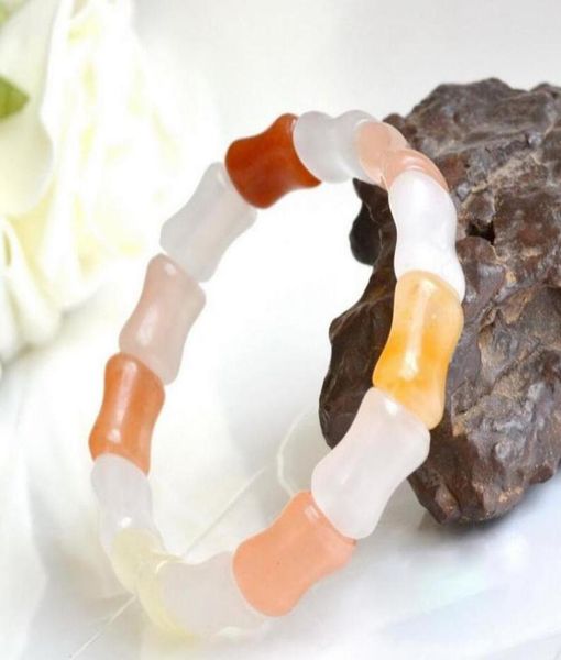 

natural xinjiang jinsi gobi color jade pink bamboo bracelet high rise men and women colorful hand row3751933, Silver