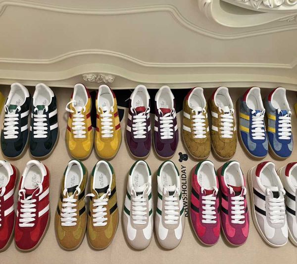 

mens women casual shoe sneaker gazelle co-branded chaussures luxury designer sneakers retro trainers suede velvet embroidered letters canvas