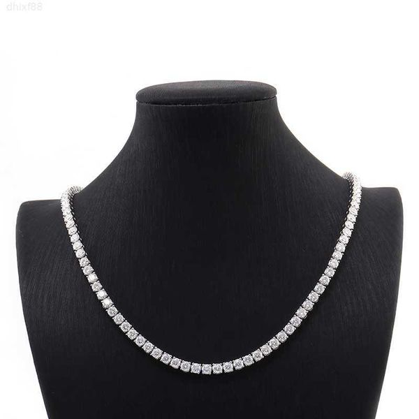 

9k/10k white gold tennis chain 3mm 16 inch- 24 inch moissanite prong setting hiphop style for man women wholesale, Silver