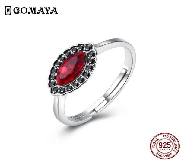 

gomaya 925 sterling silver adjustable creative ring noble red austria crystal fine jewelry unique engagement gift for girlfriend5092494