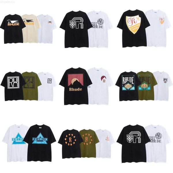 

men's t-shirts t-shirts rhude short-sleeved collection spring and summer men women street trend t-shirt loose half-sleeved shirt cvwk, White;black