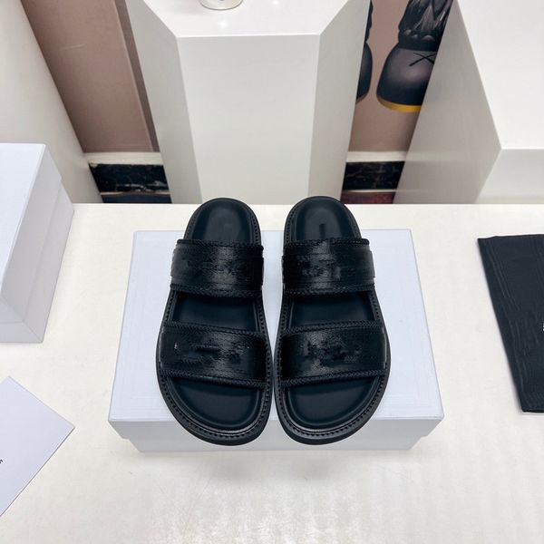 

beach slippers fashion thick bottom designer women shoes cartoon alphabet lady platform leather heels slides high sandals 0426, Black