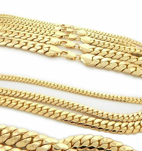 

mens necklace 14k gold finish miami cuban link chain 24quot02833762, Silver