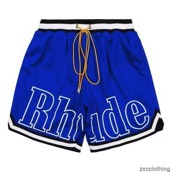 

rhude mens mesh shorts fashion men women casual reflective skateboard hip hop beach pocket white border short asian size u9pf, White;black