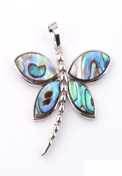 

pendant necklaces wojiaer natural colourf new zealand abalone shell pearl pendant necklace boho style dragonfly beads women jewelr6970933, Silver