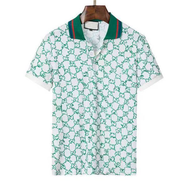 

european luxury polo shirt mens short sleeve classic printing tee designer tshirt business casual pullover men women lapel polos, White;black