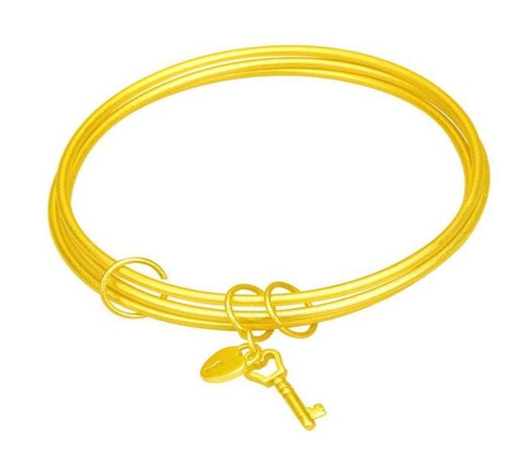 

bangle fashion allmatch jewelry yellow gold filled threelayer round bracelet9260329, Black