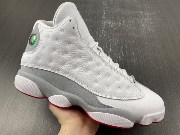 

authentic 13 13s wolf grey mens basketball trainers designer shoes white true red 414571-160 sports sneakers with original box 40-47.5, Red;white