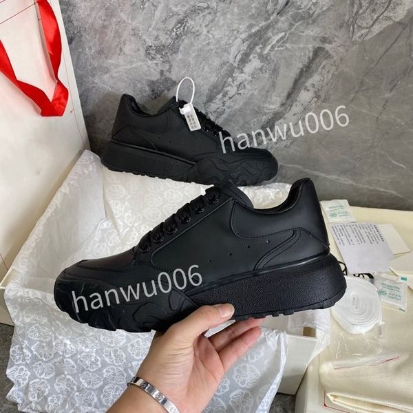 

2023women men quality designer sneaker lace up genuine leather sneakers fashion casual designer sneaker, Black