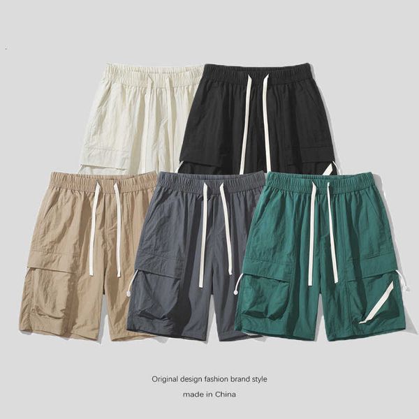 

men's shorts fashion brand 2023 new texture wrinkle cargo pants casual versatile sports capris, White;black