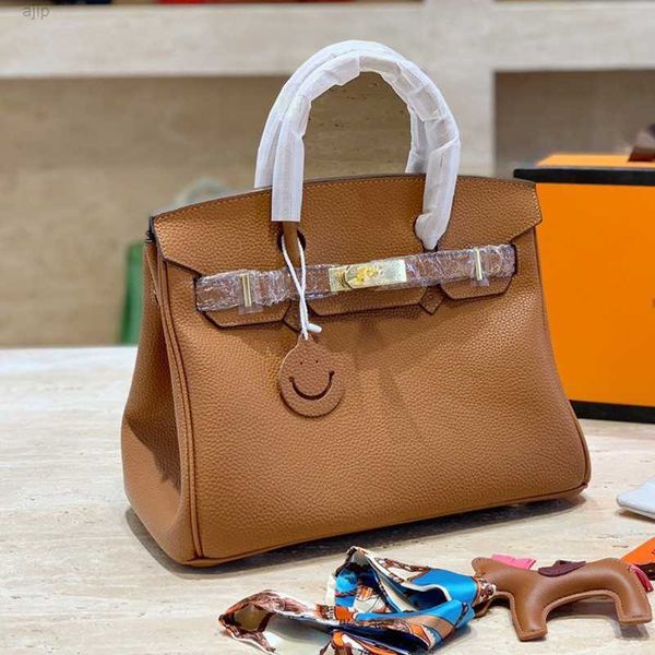 

leather handbag classic platinum bag quality genuine litchi grain plain lock shoulder purse women bags hasp with silk scarf
