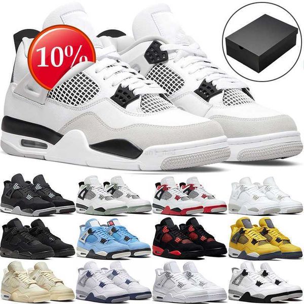 

2023 og4 4s retro with box basketball shoes military black cat university blue sail white oreo red thunder bred cement men women sports trai