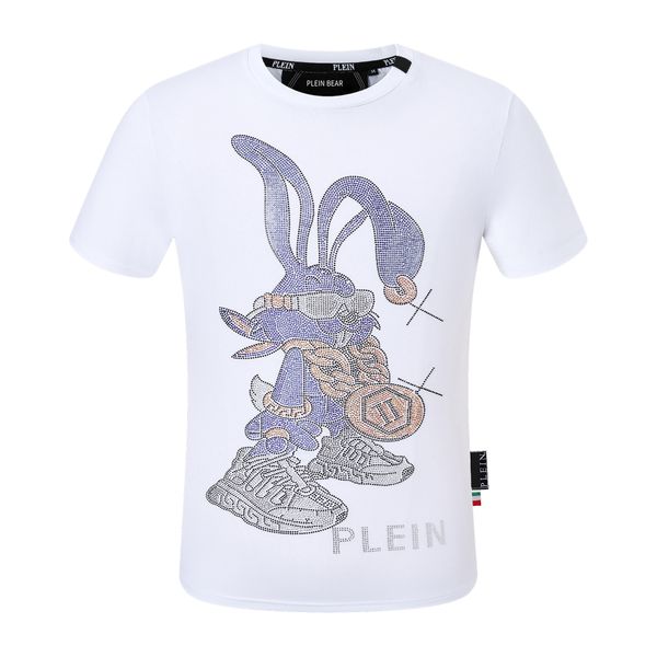 

plein bear t shirt mens designer tshirts brand clothing rhinestone pp skulls men t-shirt round neck ss skull hip hop tshirt tees 161273, White;black
