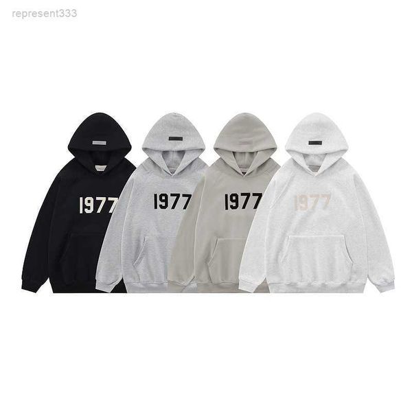 

essentialhoodie the correct version trendy brand wear for men flocked high street men's and plush hooded sweaters brvb, Black