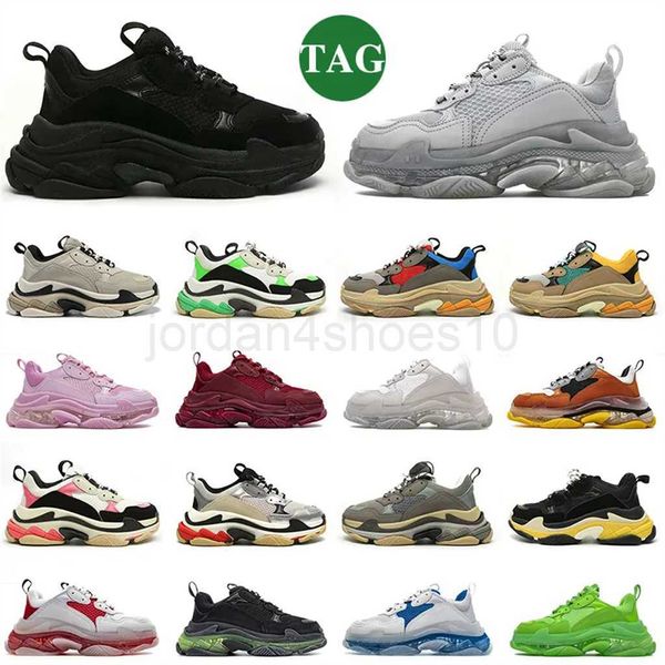 

increased triple s sneaker luxury designer casual shoes men women black white blue red green yellow bred mens platform trainer 5.0