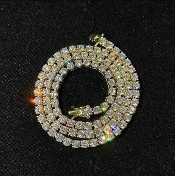 

hip hop 925 sterling silver 2mm chain necklace vvs moissanites diamond necklace moissanite tennis chain necklace