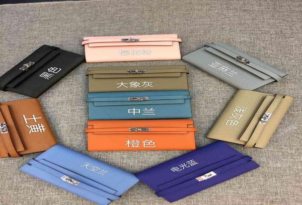 

2020 the style fashion genuine cow leather women long money clips 21 cm 9 color3903421, Black