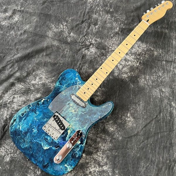 

factory customization new water transfer blue electric guitar basswood