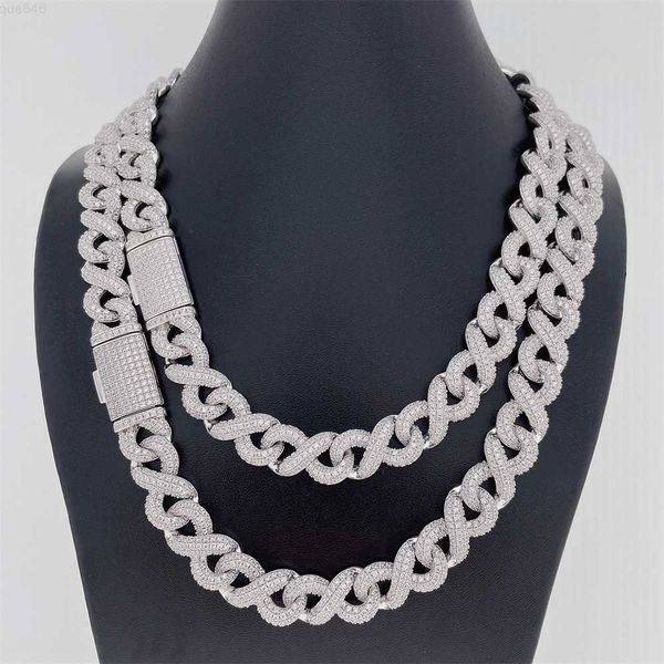 

13mm women's men's infinite zirconia necklace hip hop jewelry luxury diamond necklace iced out cuban link chain, Silver
