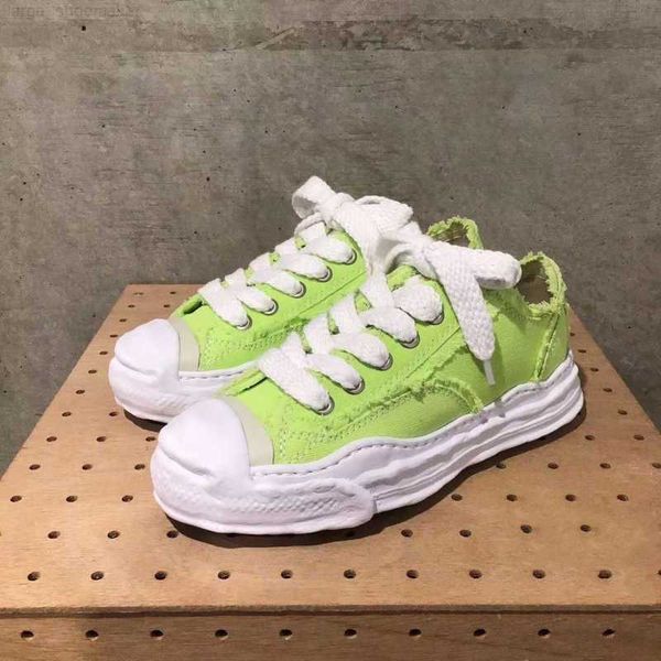 

maison mihara yasuhiro mmy shoes dissolve shoes men casual canvas shoes women's sneakers vintage lace-up green solid men's sneaker