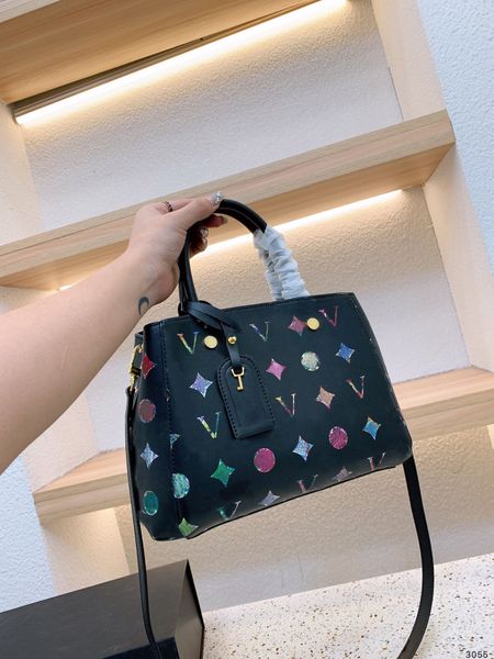 

genuine leather women tote bag classic shoulder bag clutch handbag luxury designer bag color screen printing crossbody bag messenger package
