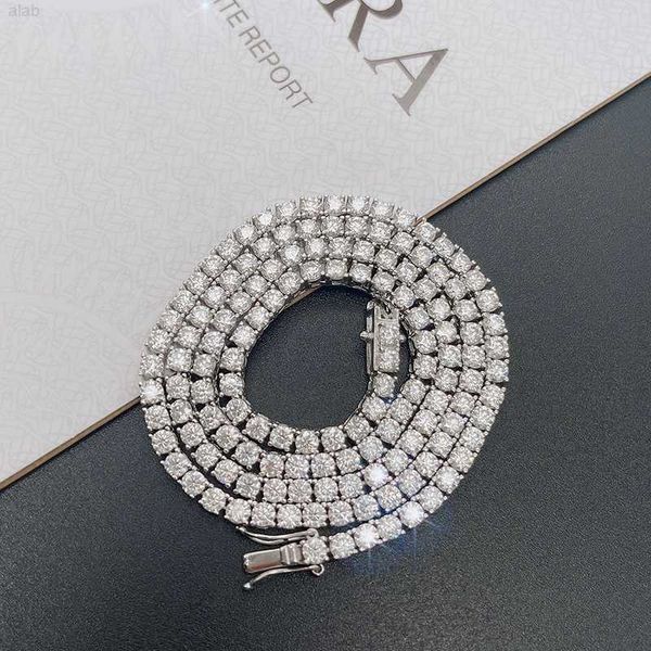 

new arrival new trend hip hop bling iced out 4mm 16" 18" 20" 22" 24" 30" d color vvs moissanite tennis chain, Silver