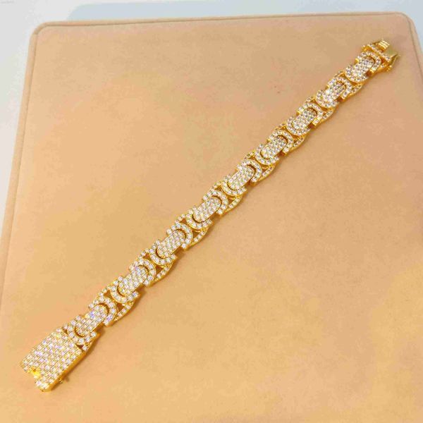 

2023 hip hop jewelry fine sterling silver 925 cuban link mans bracelet moissanite bust down bracelet men