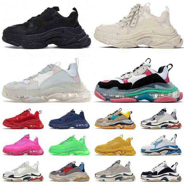 

crystal bottom clear sole paris triple s shoes 17fw sneakers letter black cream red dad platform ladies mens womens outdoor trainers