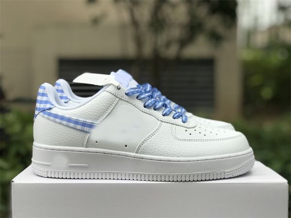 

basketball shoes forces 1 low blue gingham designer shoes white university blue dz2784-100 sports sneaker with original box, Red;white