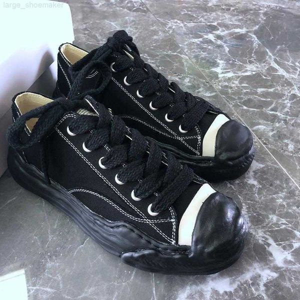 

maison mihara yasuhiro dissolved shoes men's and women's laughing canvas mmy shoes thick soled vintage casual shoes low help board
