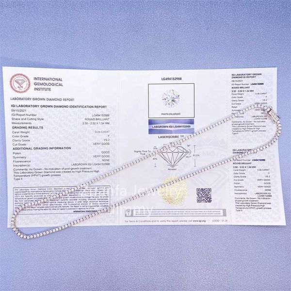 

10k white gold yellow gold 2mm--2.5mm wide lab grown diamond bling jewelry diamond tennis necklace chain, Silver