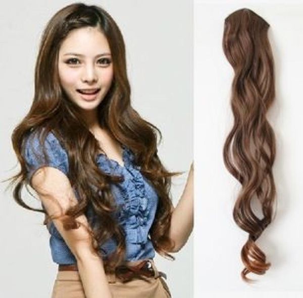 

drop 10pcslot synthetic hair extensions two clips in hair pieces9401947, Black;brown