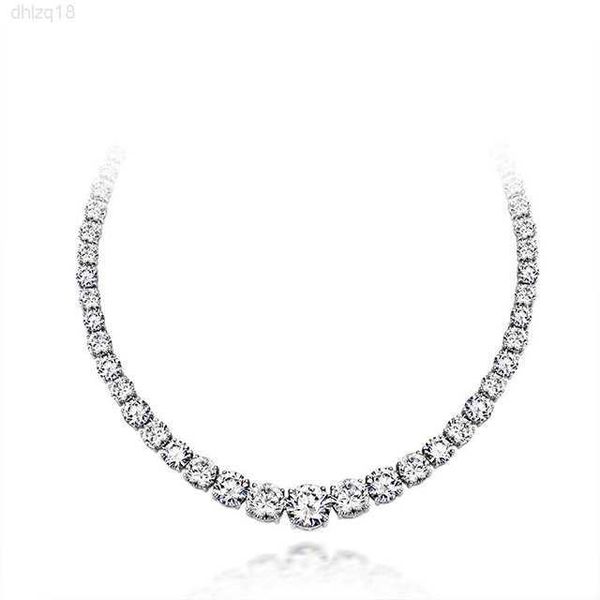 

luxury full cz simulated diamond big sterling silver cubic zirconia tennis necklace