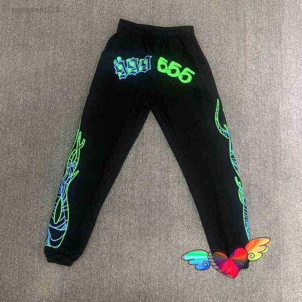

spider 555 sweatpants men fluorescent green spider web graphic flame print pants joggers trousers achl, Black