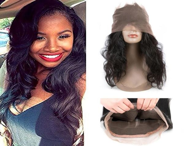 

malaysian unprocessed human hair 360 lace frontal body wave closures part 1024inch pre plucked human virgin hair3307289, Black;brown
